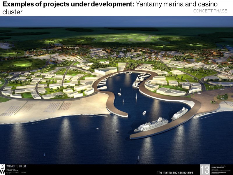 242  Examples of projects under development: Yantarny marina and casino cluster CONCEPT PHASE
